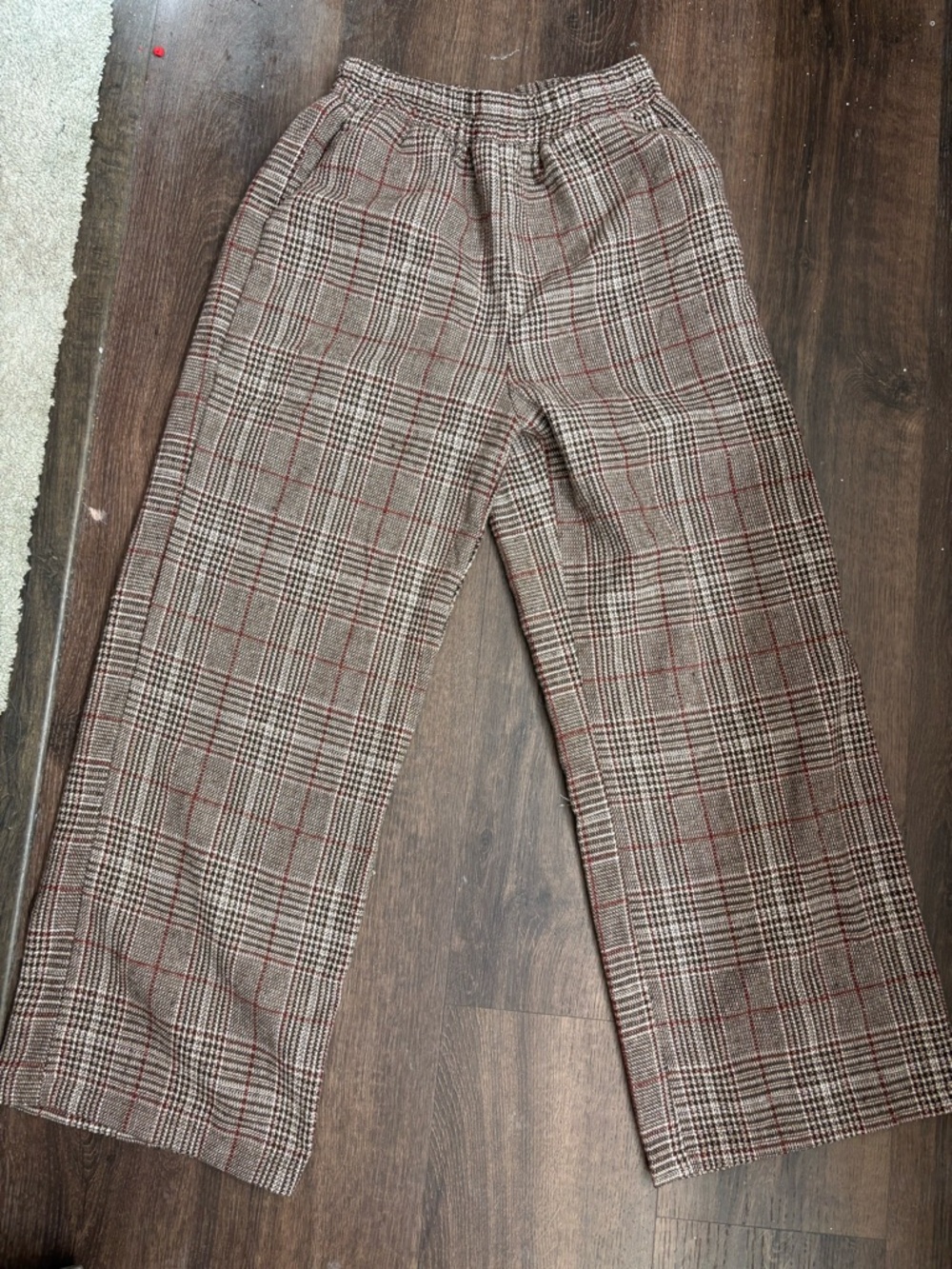 Classic Plaid Wide-Leg women’s Pants - Brown/Red